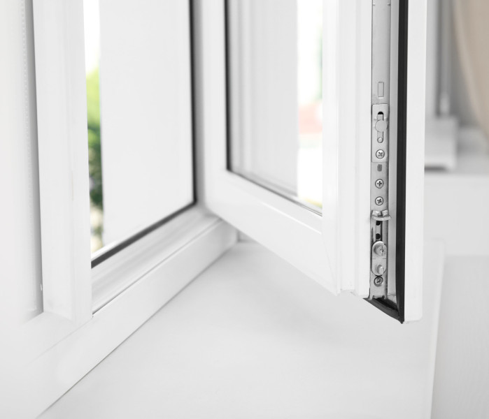 Perfectly clean window frame with an open window